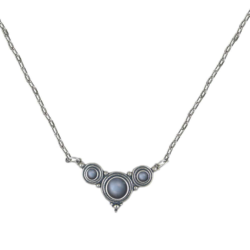 Sterling Silver Gemstone Necklace With Grey Moonstone